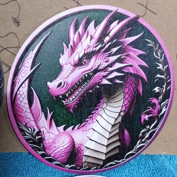 Dragon-Themed Reptile Coaster Decor Set Of 6 - Multicolor - Picture 3 of 8